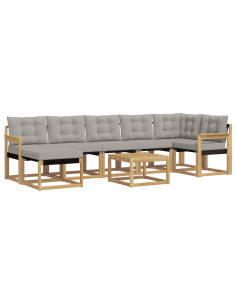 Set di divani da esterno 8 pcs Bianco e Grigio Chiaro 2