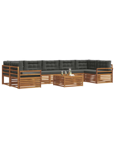 Set di divani da esterno con cuscino 8 pcs Naturale e Antracite