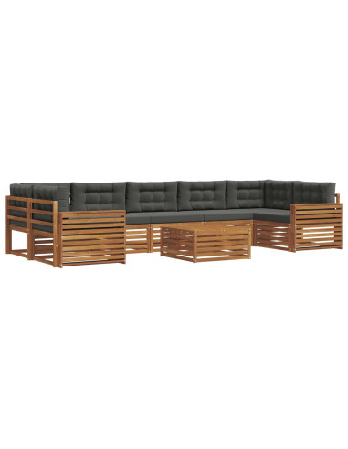 Set di divani da esterno con cuscino 8 pcs Naturale e Antracite