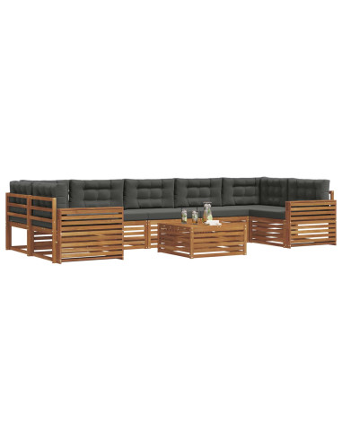 Set di divani da esterno con cuscino 8 pcs Naturale e Antracite