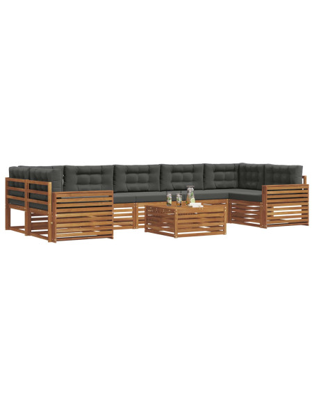 Set di divani da esterno con cuscino 8 pcs Naturale e Antracite