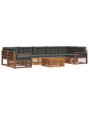 Set di divani da esterno con cuscino 8 pcs Naturale e Antracite