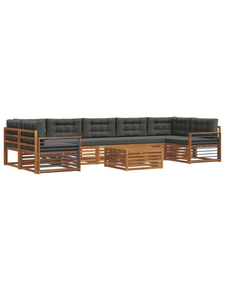 Set di divani da esterno con cuscino 8 pcs Naturale e Antracite