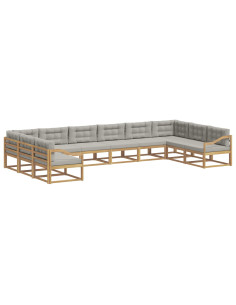 Set di divani da esterno 10 pcs Bianco e Grigio Chiaro 2