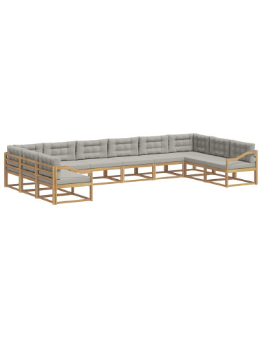 Set di divani da esterno 10 pcs Bianco e Grigio Chiaro