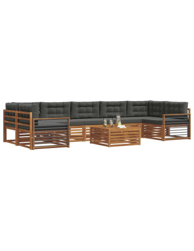 Set di divani da esterno con cuscino 8 pcs Naturale e Antracite