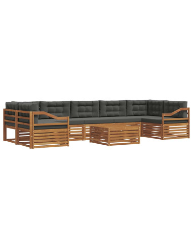 Set di divani da esterno con cuscino 8 pcs Naturale e Antracite
