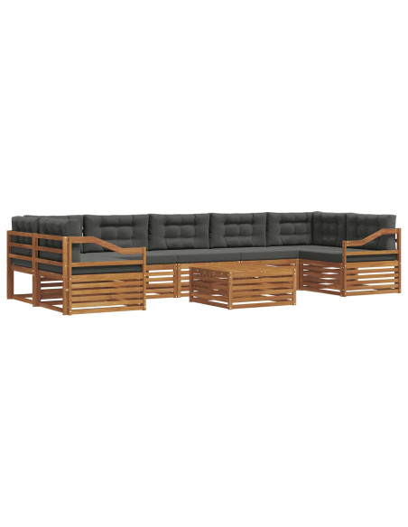 Set di divani da esterno con cuscino 8 pcs Naturale e Antracite
