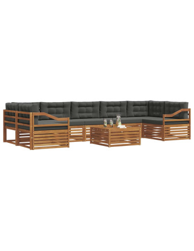 Set di divani da esterno con cuscino 8 pcs Naturale e Antracite