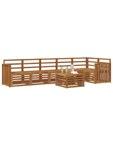 Set divano sezionale 7 pcs Naturale Legno di Acacia Massello