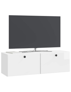 Mobile Porta TV da Muro Bianco Lucido 98 x 31 x 30 cm 2