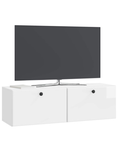 Mobile Porta TV da Muro Bianco Lucido 98 x 31 x 30 cm