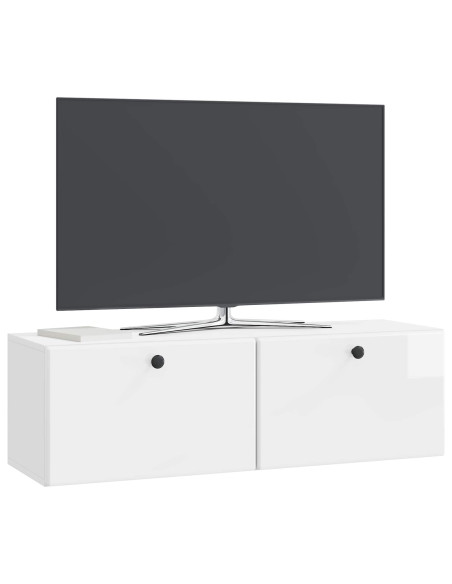 Mobile Porta TV da Muro Bianco Lucido 98 x 31 x 30 cm