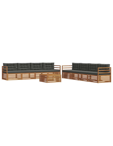 Set di divani da esterno con cuscino 9 pcs Naturale e Antracite