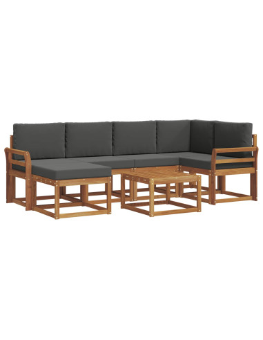 Set di divani da esterno con cuscino 7 pcs Naturale e Antracite
