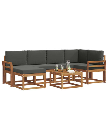 Set di divani da esterno con cuscino 7 pcs Naturale e Antracite