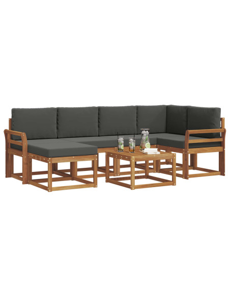 Set di divani da esterno con cuscino 7 pcs Naturale e Antracite
