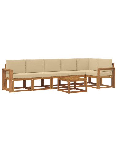 Set di divani da esterno con cuscino 7 pcs Naturale e Beige