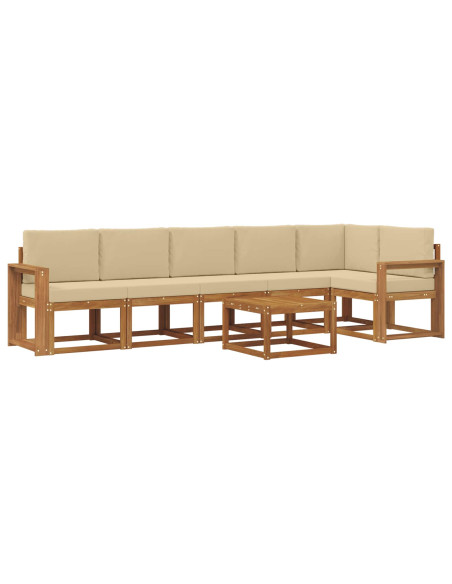 Set di divani da esterno con cuscino 7 pcs Naturale e Beige