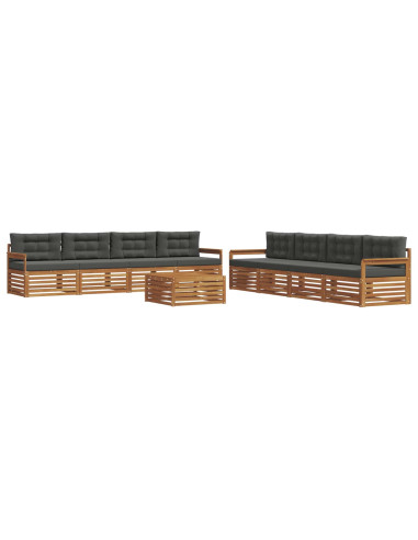 Set di divani da esterno con cuscino 9 pcs Naturale e Antracite