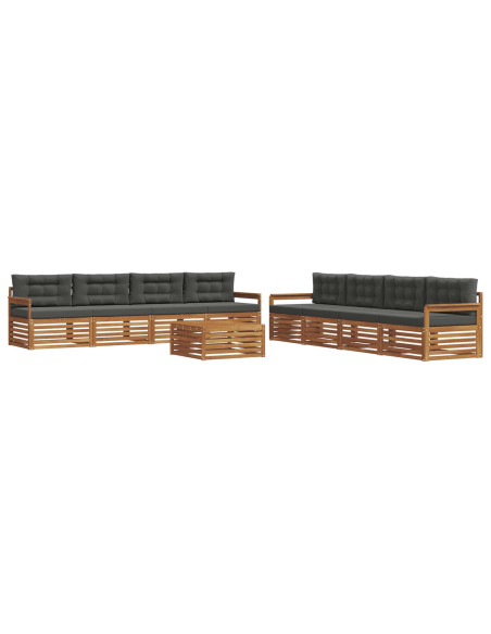 Set di divani da esterno con cuscino 9 pcs Naturale e Antracite