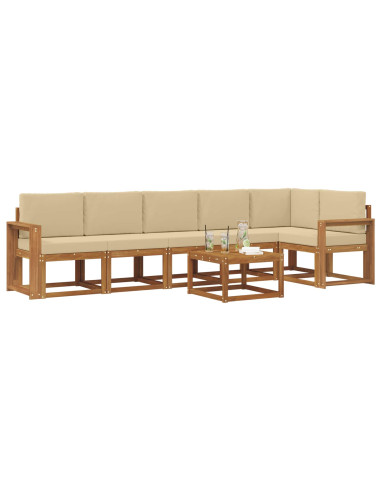 Set di divani da esterno con cuscino 7 pcs Naturale e Beige