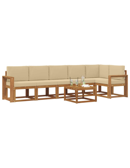 Set di divani da esterno con cuscino 7 pcs Naturale e Beige