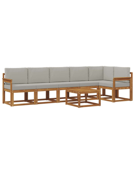 Set di divani da esterno 7 pcs Grigio Naturale e Chiaro