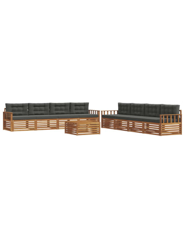 Set di divani da esterno con cuscino 9 pcs Naturale e Antracite