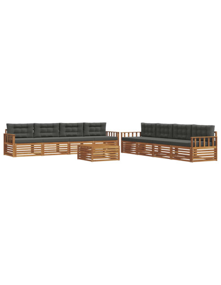 Set di divani da esterno con cuscino 9 pcs Naturale e Antracite
