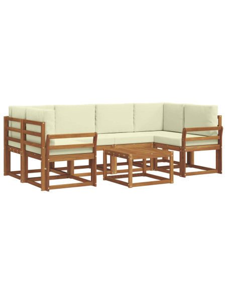 Set di divani da esterno con cuscino 7 pcs Naturale e Crema