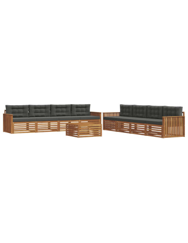 Set di divani da esterno con cuscino 9 pcs Naturale e Antracite