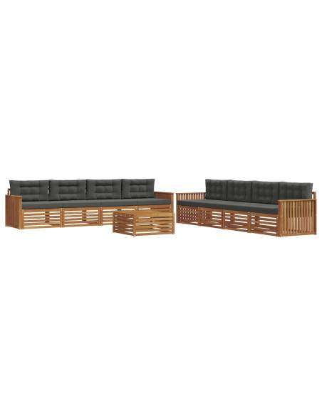 Set di divani da esterno con cuscino 9 pcs Naturale e Antracite