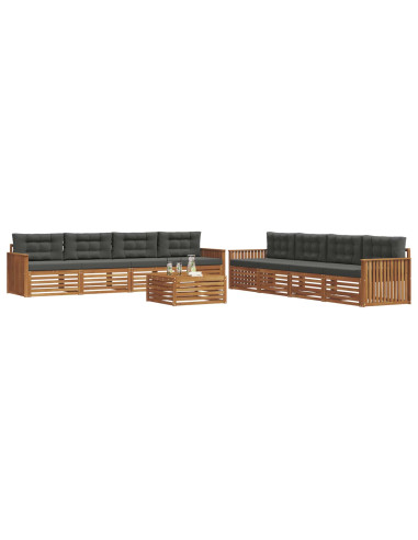 Set di divani da esterno con cuscino 9 pcs Naturale e Antracite