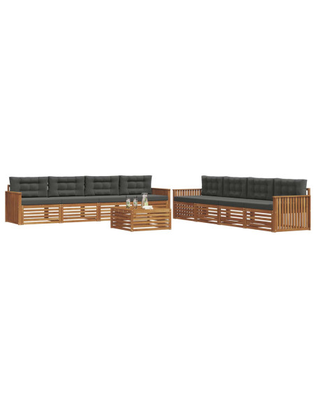 Set di divani da esterno con cuscino 9 pcs Naturale e Antracite