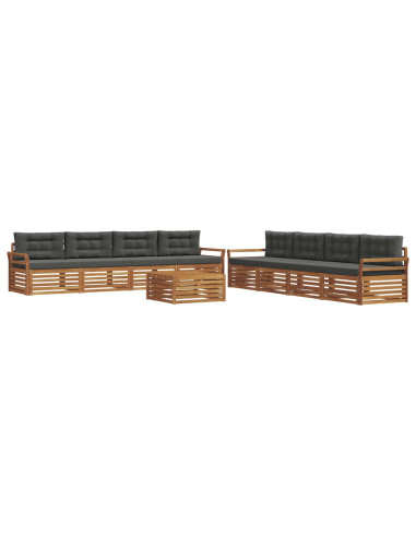 Set di divani da esterno con cuscino 9 pcs Naturale e Antracite