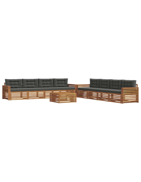 Set di divani da esterno con cuscino 9 pcs Naturale e Antracite