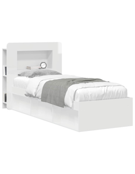 Testata del letto Bianco Lucido Legno ingegnerizzato