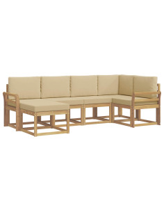 Set di divani da esterno 6 pcs Bianco e Beige Poliestere 2