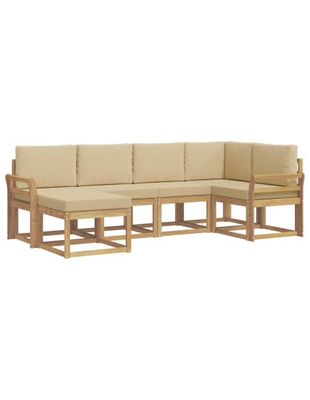 Set di divani da esterno 6 pcs Bianco e Beige Poliestere