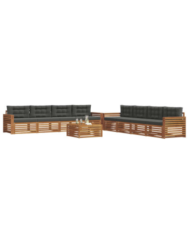 Set di divani da esterno con cuscino 9 pcs Naturale e Antracite