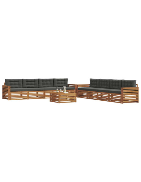 Set di divani da esterno con cuscino 9 pcs Naturale e Antracite