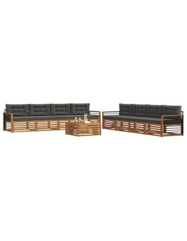 Set di divani da esterno con cuscino 9 pcs Naturale e Antracite