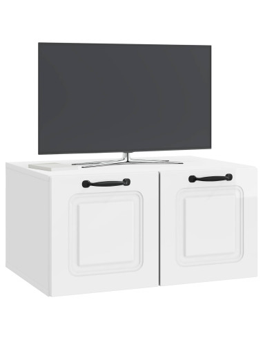 Mobile Porta TV da Muro Bianco Lucido 59,5 x 41 x 30 cm