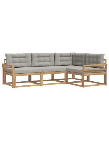 Set di divani da esterno 3 pcs Bianco e Grigio Chiaro