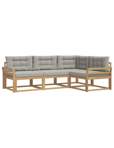 Set di divani da esterno 3 pcs Bianco e Grigio Chiaro