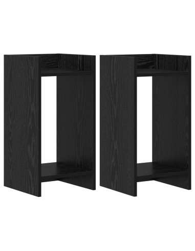 Supporto per piante con lo scaffale Rovere Nero 30 x 30 x 60 cm