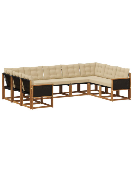 Set di divani da esterno con cuscino 9 pcs Naturale e Beige