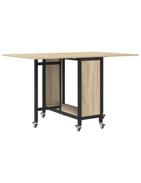 Tavolo da pranzo pieghevole con ruote 130 x 80 x 76,5 cm