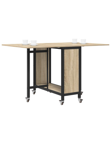 Tavolo da pranzo pieghevole con ruote 130 x 80 x 76,5 cm
